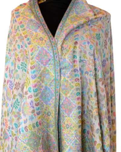 Szal z Pashminy Kalamkari Luxury ręcznie tkany kolorowy