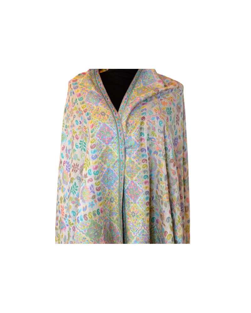 Szal z Pashminy Kalamkari Luxury ręcznie tkany kolorowy