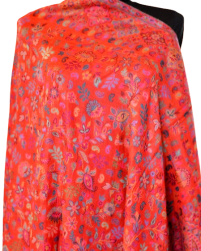Szal z Pashminy Kalamkari Luxury ręcznie tkany czerwony