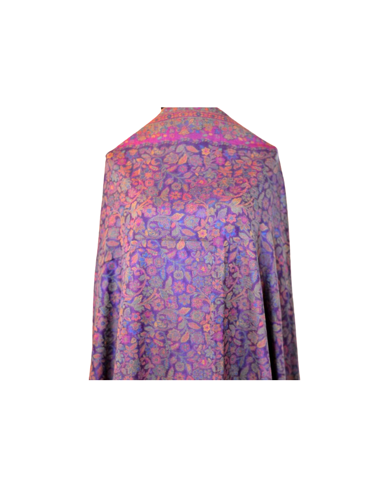 Szal z Pashminy Kalamkari Luxury ręcznie tkany fioletowy